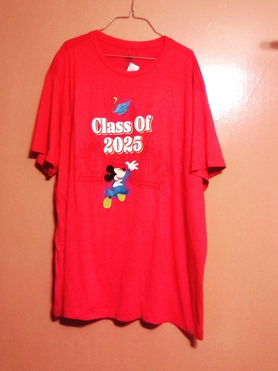Disney Tops - Disney Red Women Short Sleeve T‑Shirt with Mickey Graduation Graphic ( Bag Q )